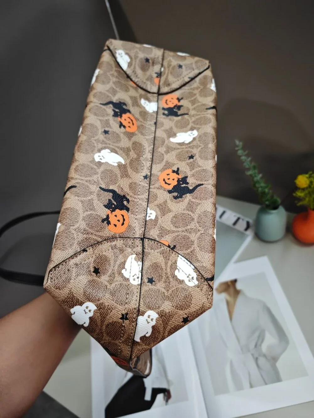 Coach City Tote In Signature Canvas With Halloween Print CW450